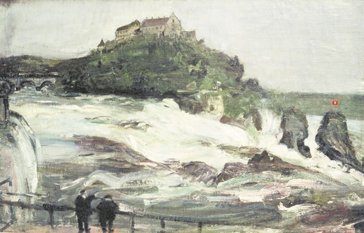 AA, «Schloss Laufen am Rheinfall», 1947, 83 x 142 cm, Öl auf Leinwand, Werk-Katalog (WK) 528