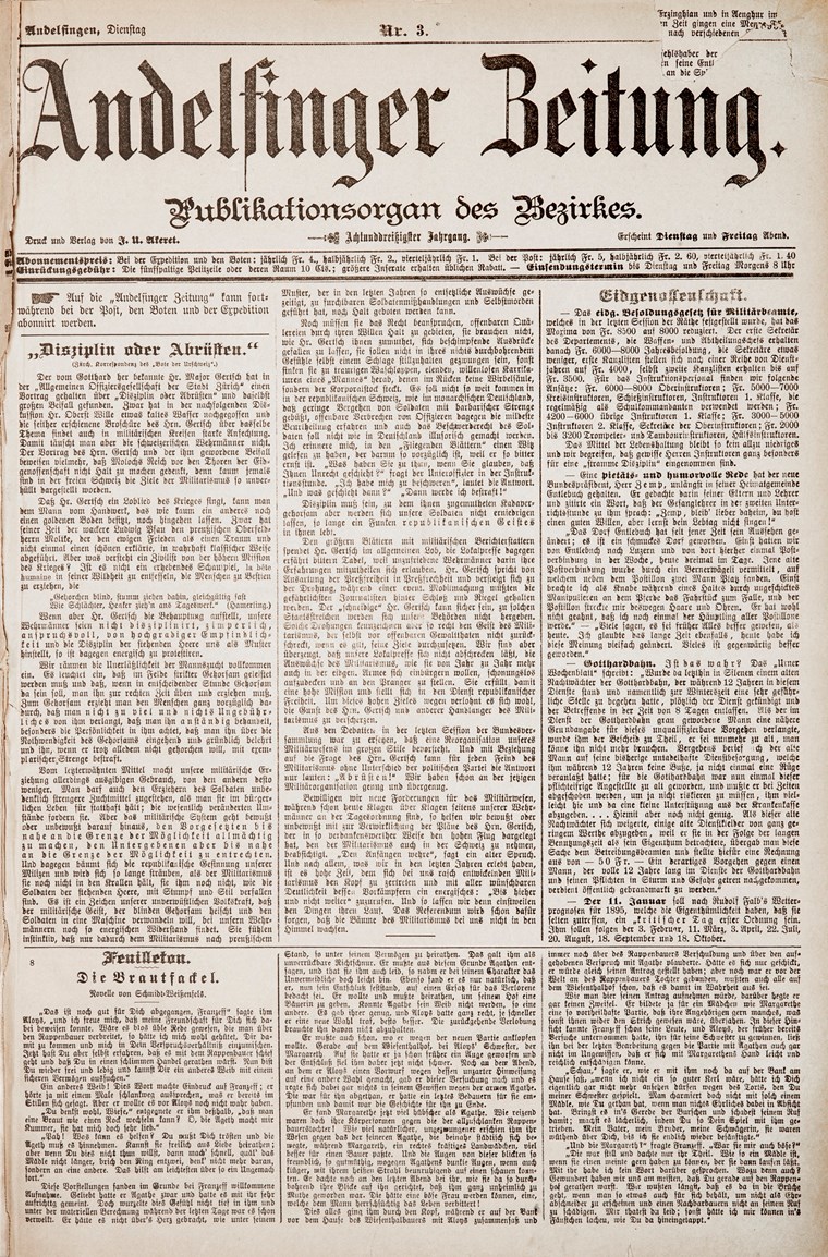 Andelfinger Zeitung vom 8. Januar 1895