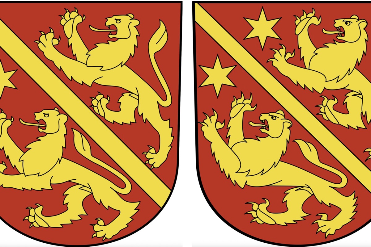 Die Wappen von Andelfingen (links) und Kleinandelfingen wurden 1927 festgelegt. Sie unterscheiden sich nur durch 
einen Stern. Klicken Sie auf das Bild für die Vollansicht.