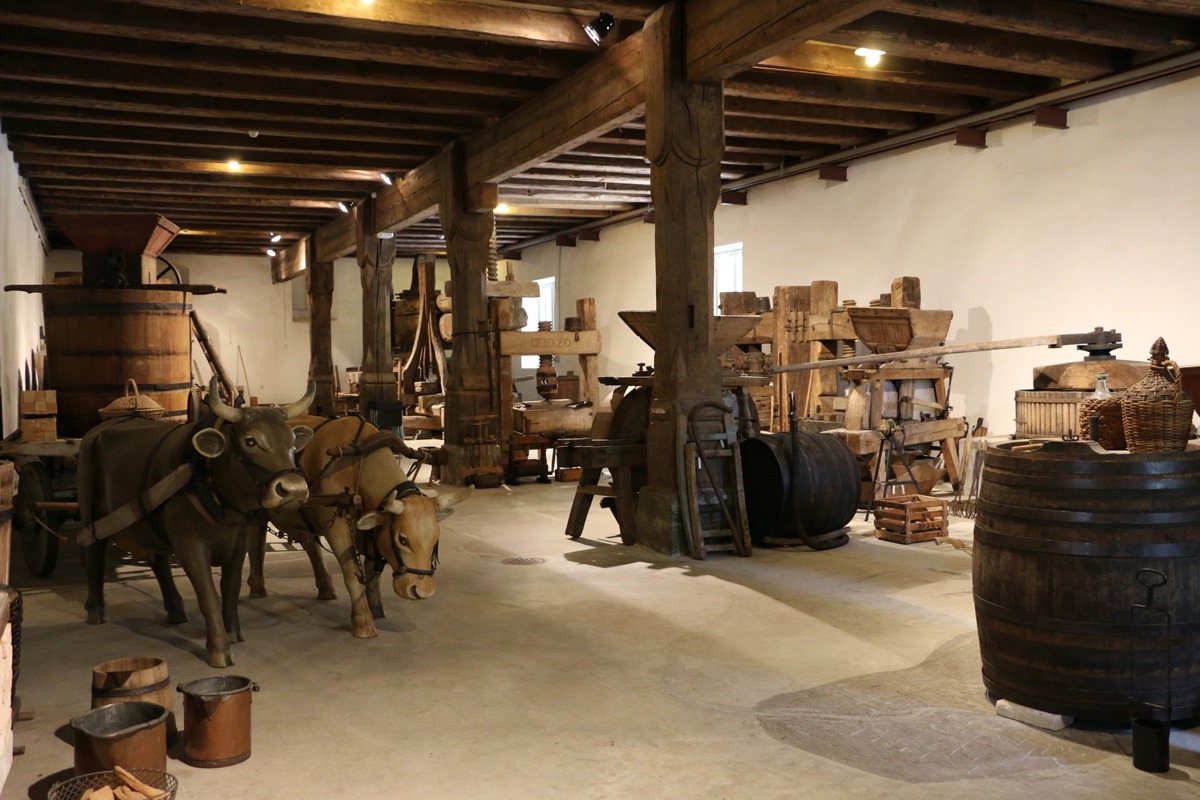 Das Erdgeschoss des Kornhauses im einstigen Nonnenkloster St. Katharinental bei Diessenhofen zeigt die Fortschritte in der Wein- und Mostherstellung über die Jahrhunderte.