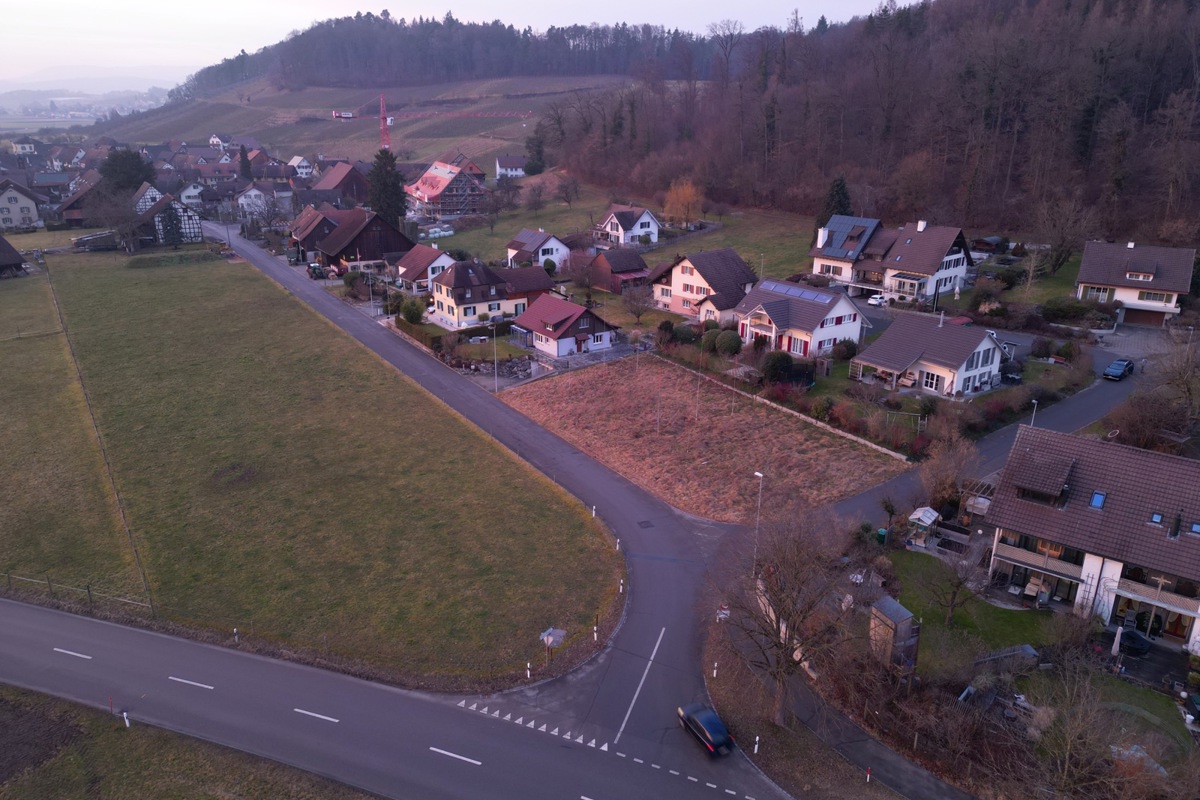 Noch eine Brache, die in der Abendsonne sogar ein bisschen leuchtet – auf der Parzelle beim Dorfeingang von Trüllikon entsteht Friedas Garten.