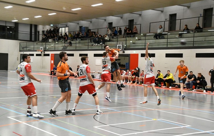 Im Hinspiel im Dezember 2022 (Bild) unterlag der HCA (orange) Horgen/Wädenswil auswärts mit 22:33.