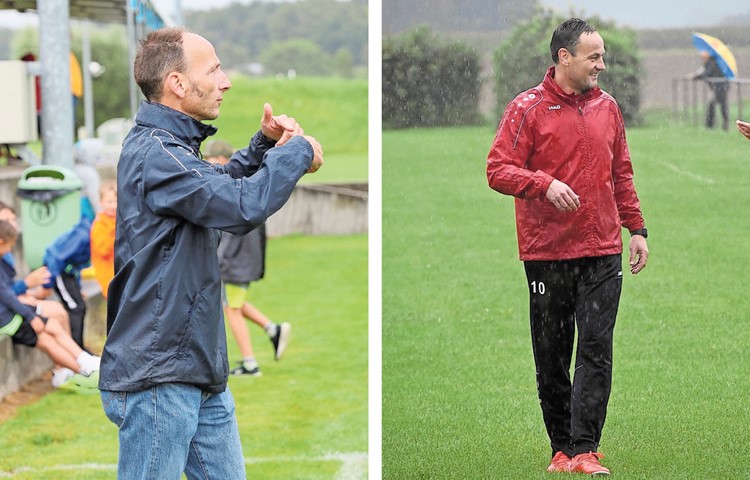 Daniel Riesen (links) zeigt den Wechsel bereits an: Er und Michael Brütsch (rechts) treten als Cheftrainer ihrer jeweiligen Clubs zurück und werden in der kommenden Saison nicht mehr in dieser Funktion an der Seitenlinie stehen.