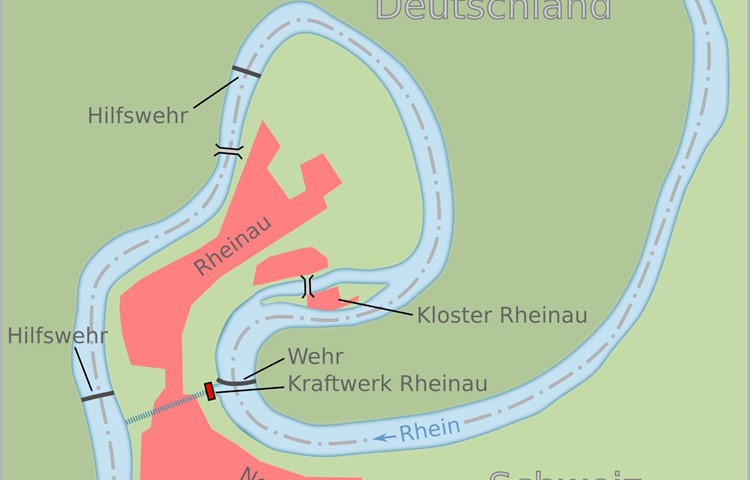 Übersichtsplan zur Rheinschleife.