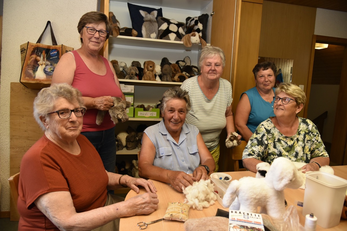In Gesellschaft nähen sie Tiere und Accessoires