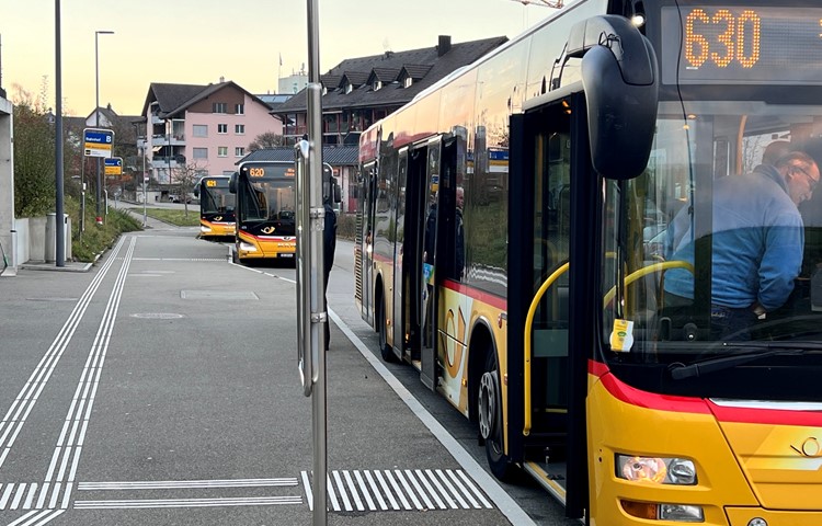 Busse nach Ossingen, Rheinau und Schaffhausen: Bahnhof Marthalen.