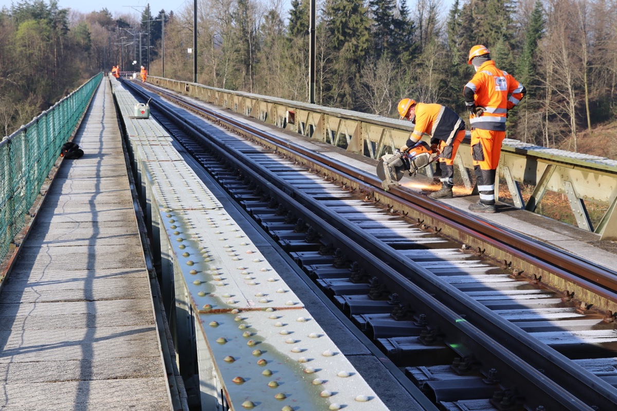 Zurzeit werden auf der Brücke die Gleise erneuert – ab Mai werden Verstärkungsmassnahmen umgesetzt