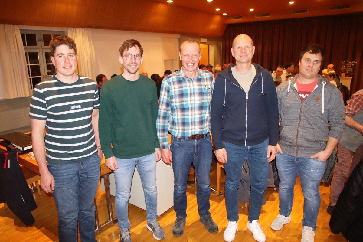Von links: Reto Studer, Kevin Grob, Andreas Buri, Jürg Wegmann und Maik Frei.