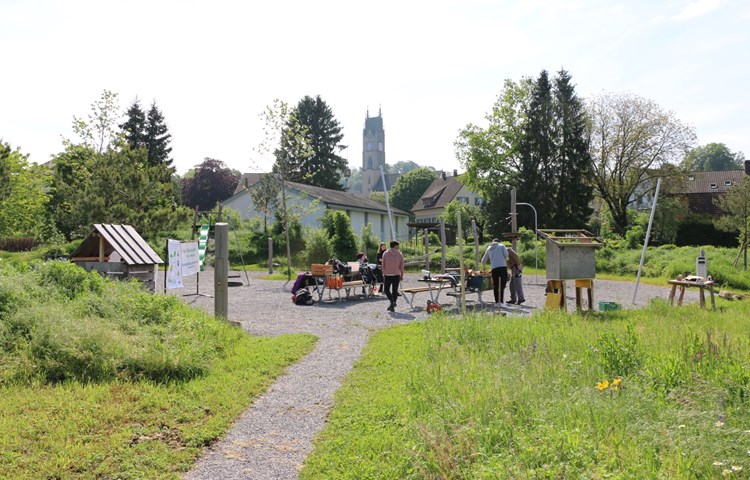 Der Naturschutzverein Andelfingen und Jugendliche aus dem 10. Schuljahr in Winterthur bringen noch mehr Natur auf den Begegnungsplatz Andelfingen.