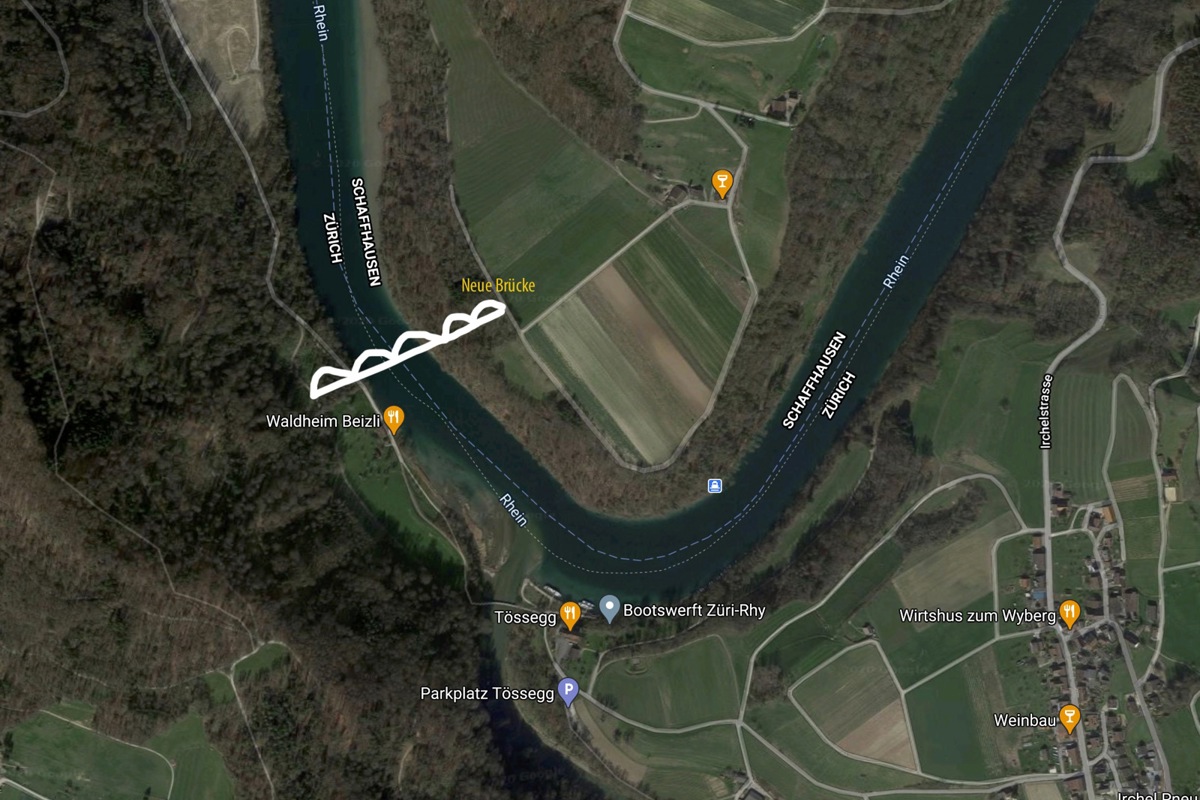 Als beste Variante wurde eine Brücke 32 Meter über dem Rhein gesehen