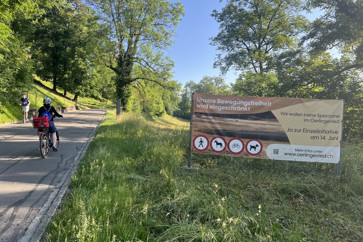 Mit Plakaten wie diesem wird für die Initiative geworben, bei der es darum geht, dass der Gemeinderat in seiner Kompetenz beschnitten werden soll.
