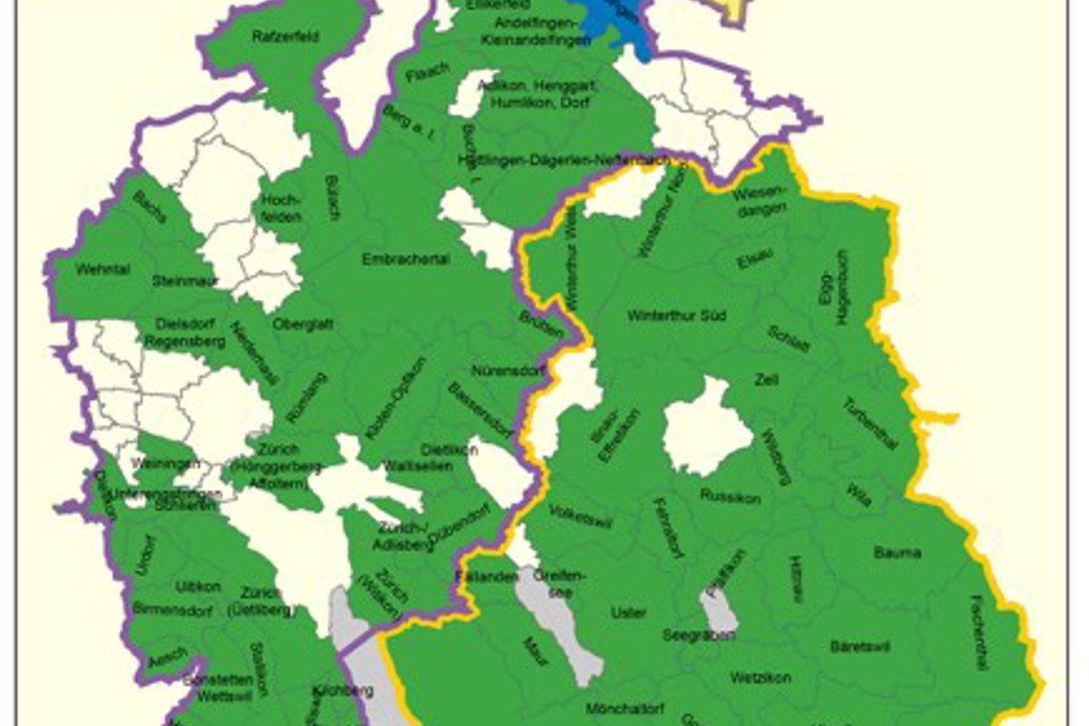 Ossingen (blau) und Stammheim (gelb) schliessen sich an.