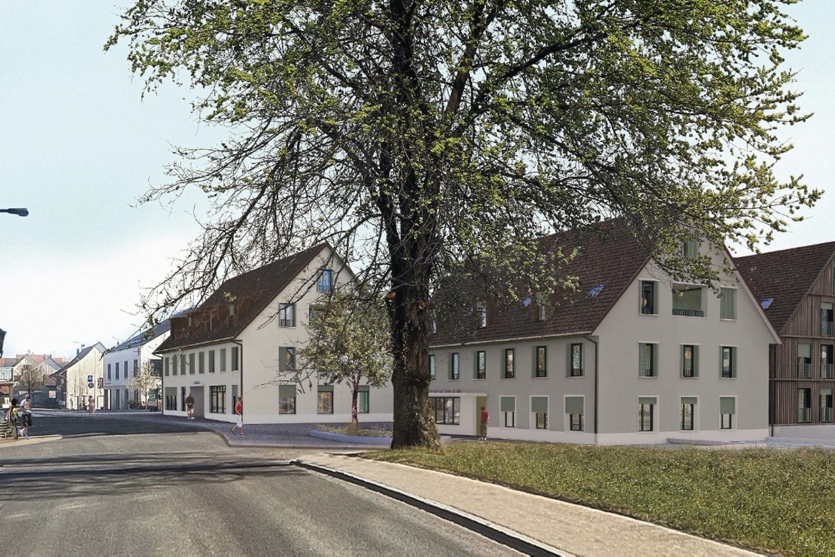 «Aachhof» heisst die Überbauung (im Bild die drei braunen Häuser) «Aachhof» heisst die Überbauung (im Bild die drei braunen Häuser)