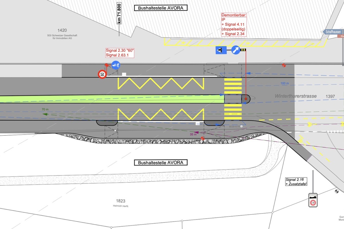 Situationsplan an der Winterthurerstrasse in Flurlingen.