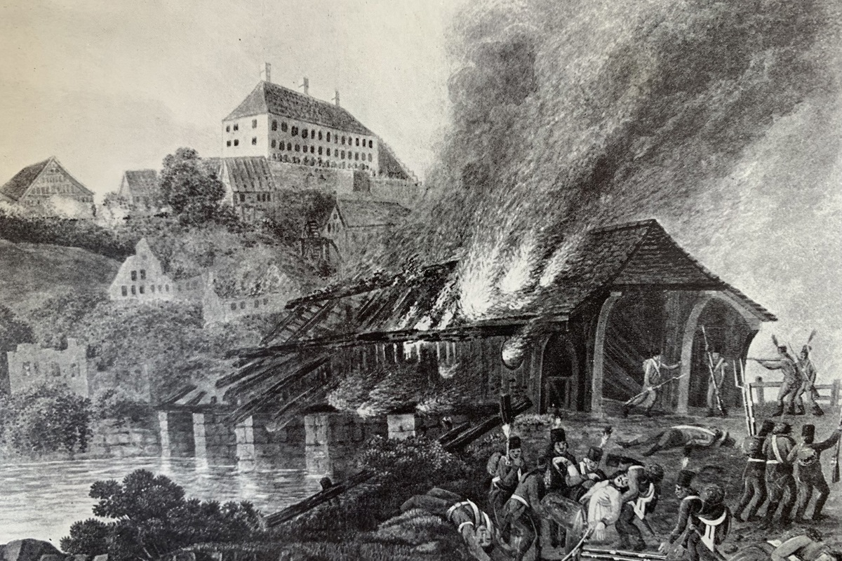 Brand der Thurbrücke in Andelfingen am 25. Mai 1799.