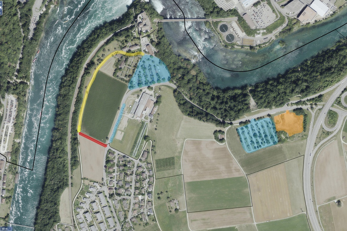 Die Parkfelder (blau eingefärbt) werden bewirtschaftet