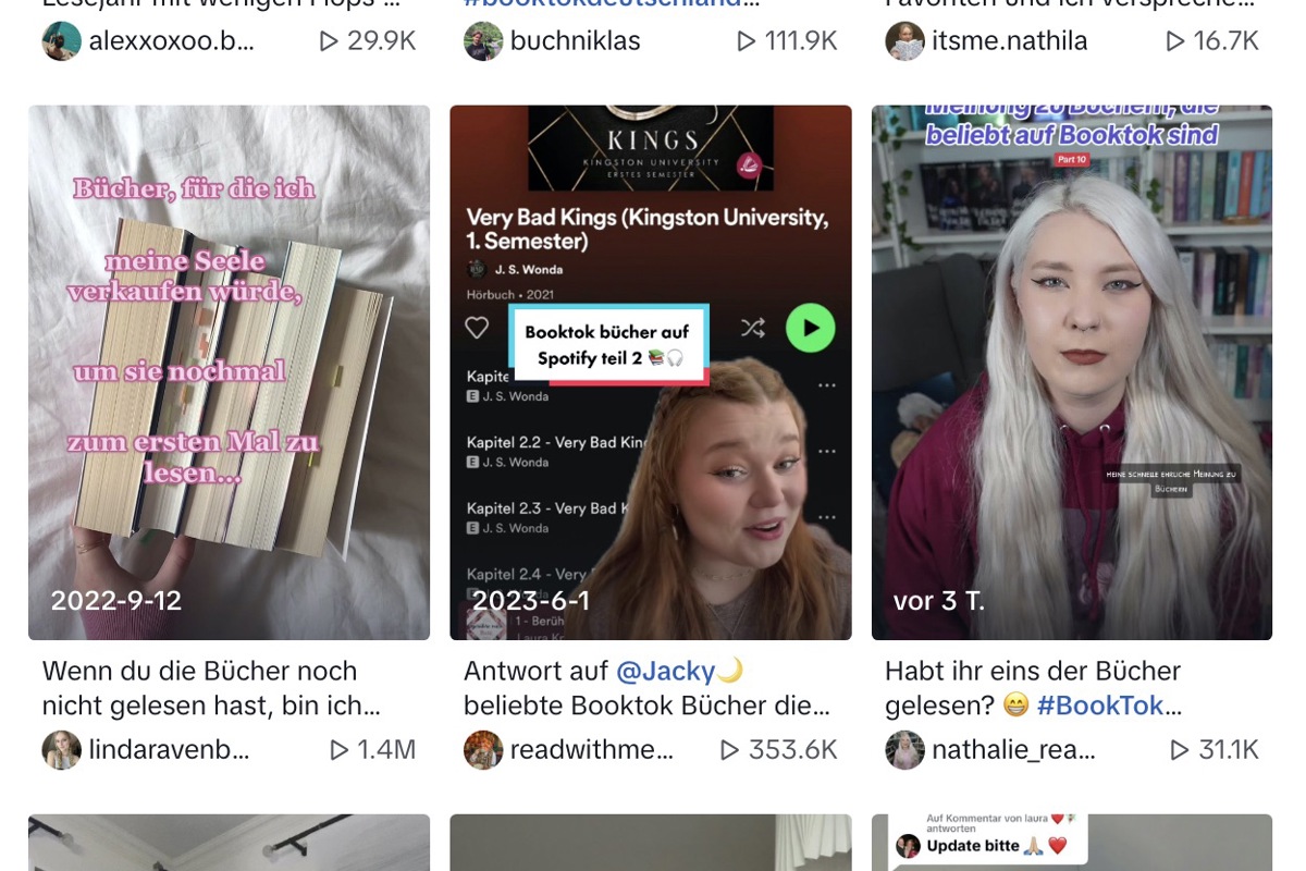 Booktokerinnen und Booktoker auf der Videoplattform.