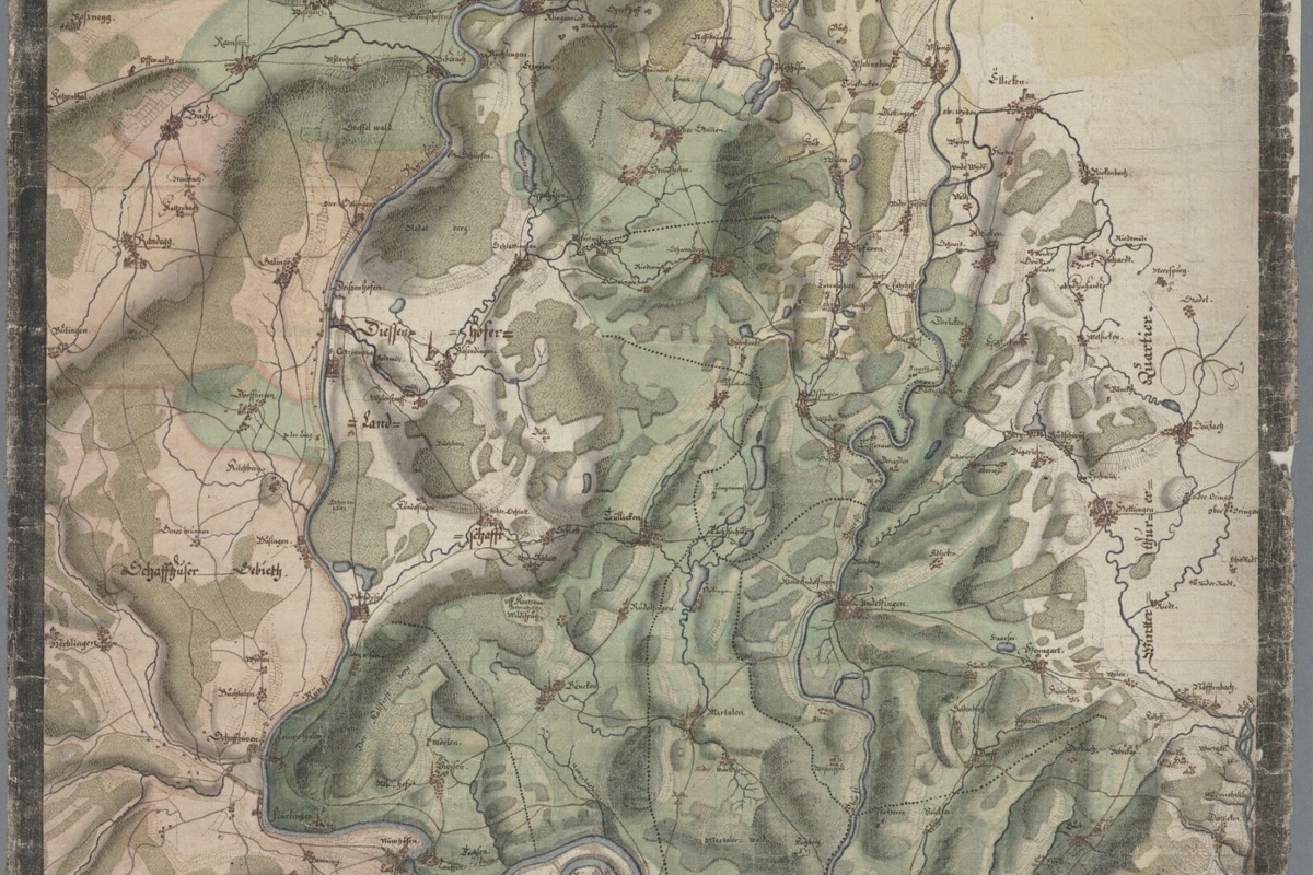 Dieser Ausschnitt der 1660 von Hans Conrad Gyger gezeichneten Karte «Militärquartier Trüllikon» zeigt mehrere Weiher und Tümpel