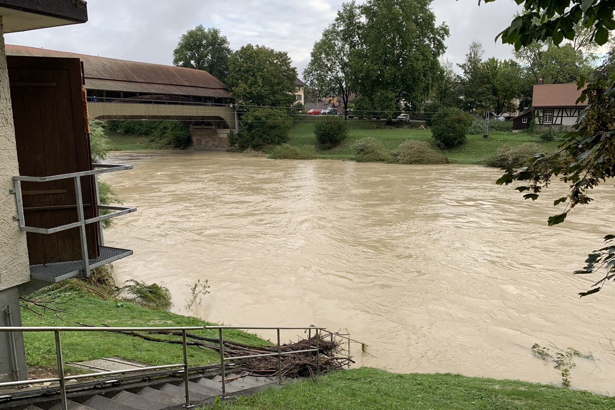 Was vom Hochwasser am Montag übrig blieb: Der Pegel lag um 9.40 Uhr auf 356