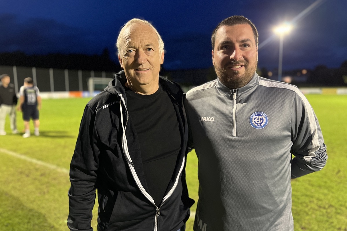 Jürg Stücheli und FCEM-Trainer Dario Messina verbindet nebst der Liebe zum Fussball auch die Familie.