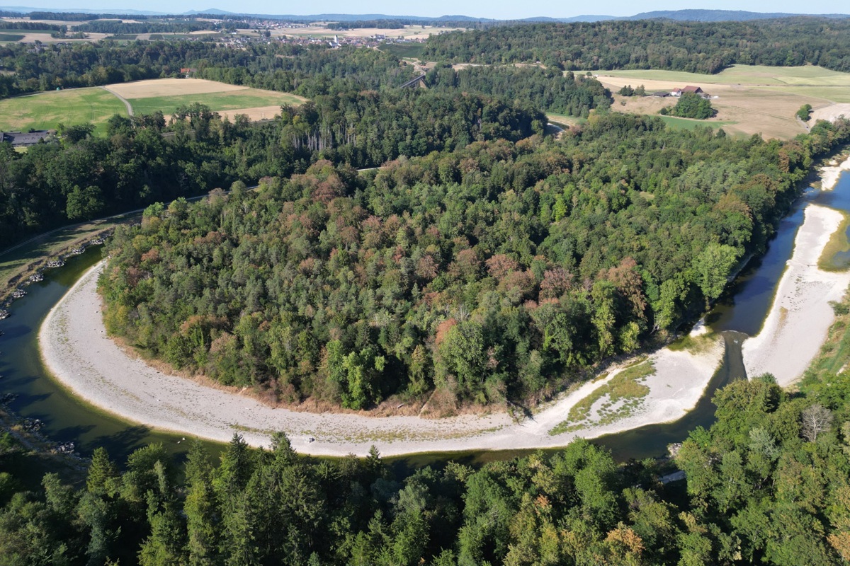 Das Foto vom 12. August zeigt die Thurschleife als trübes Brackwasser.
